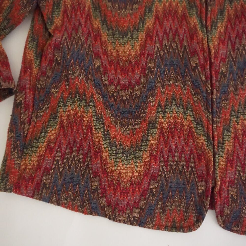 Vintage BonWorth Red Gold Southwestern Tapestry Zip Jacket Western Patchwork XLP - Picture 8 of 10
